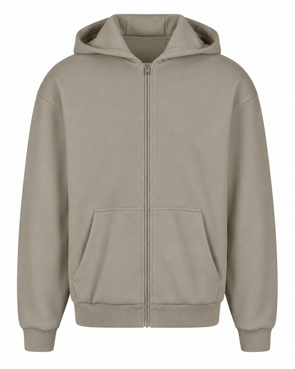 Build Your Brand Fluffy Zip Hoody in Pale Olive