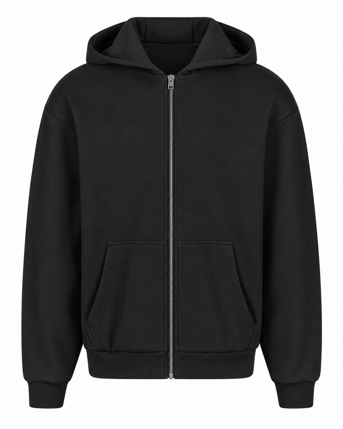 Build Your Brand Fluffy Zip Hoody in Black