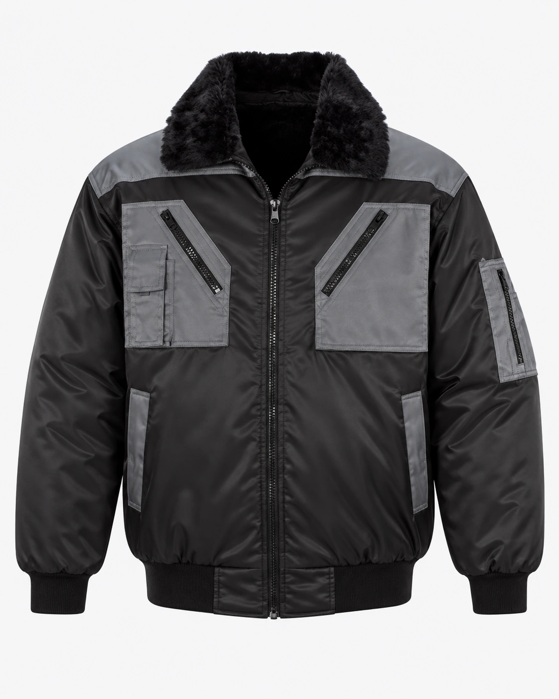 Pilotenjacke Oslo 4-in-1 in Schwarz / Anthrazit