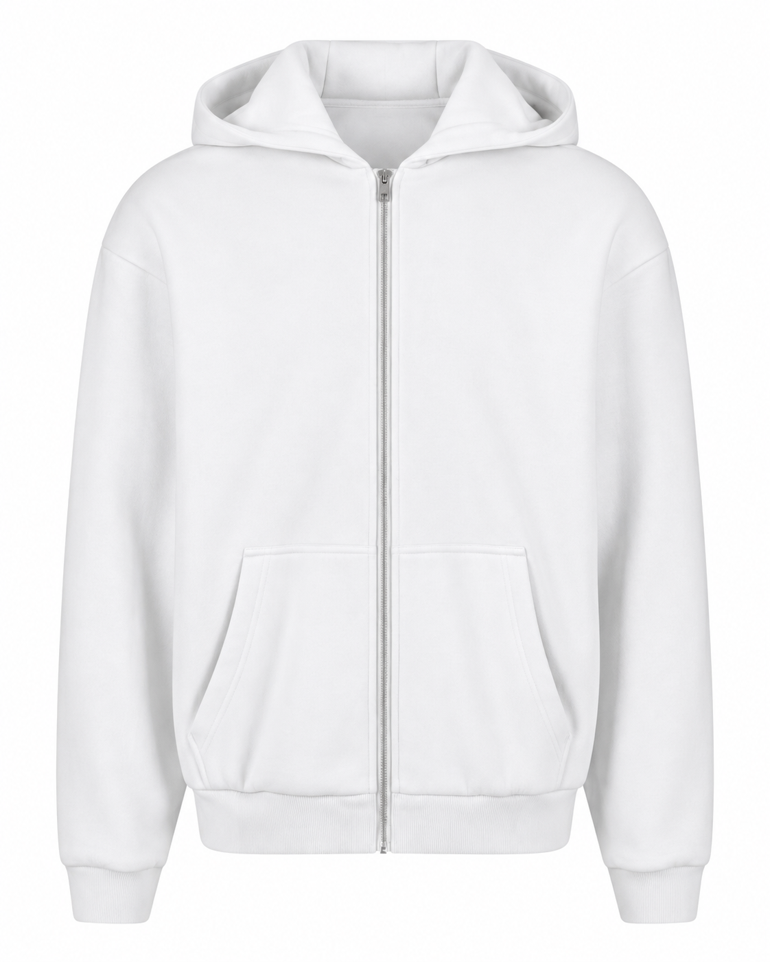 Build Your Brand Fluffy Zip Hoody in White