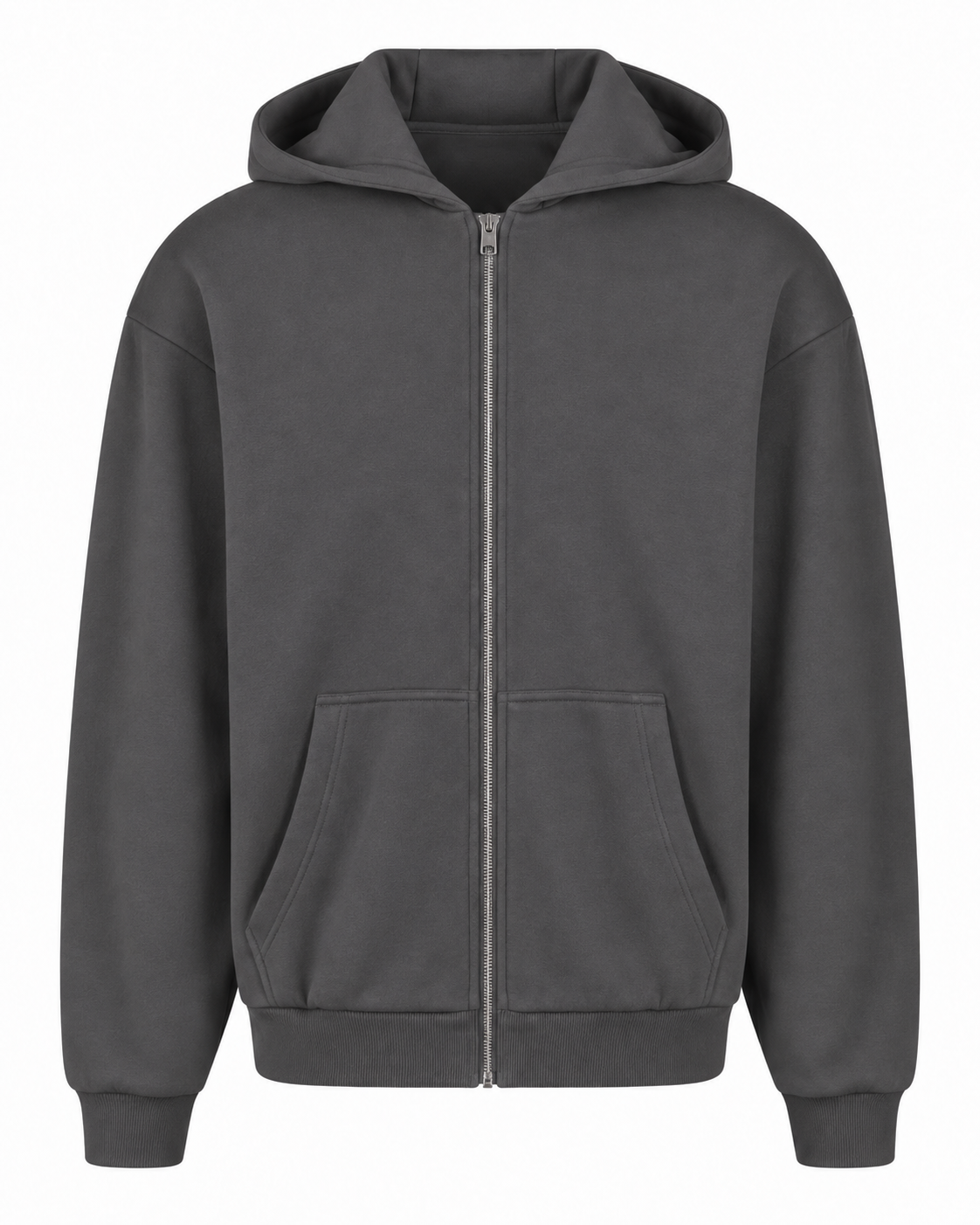 Build Your Brand Fluffy Zip Hoody in Magnet
