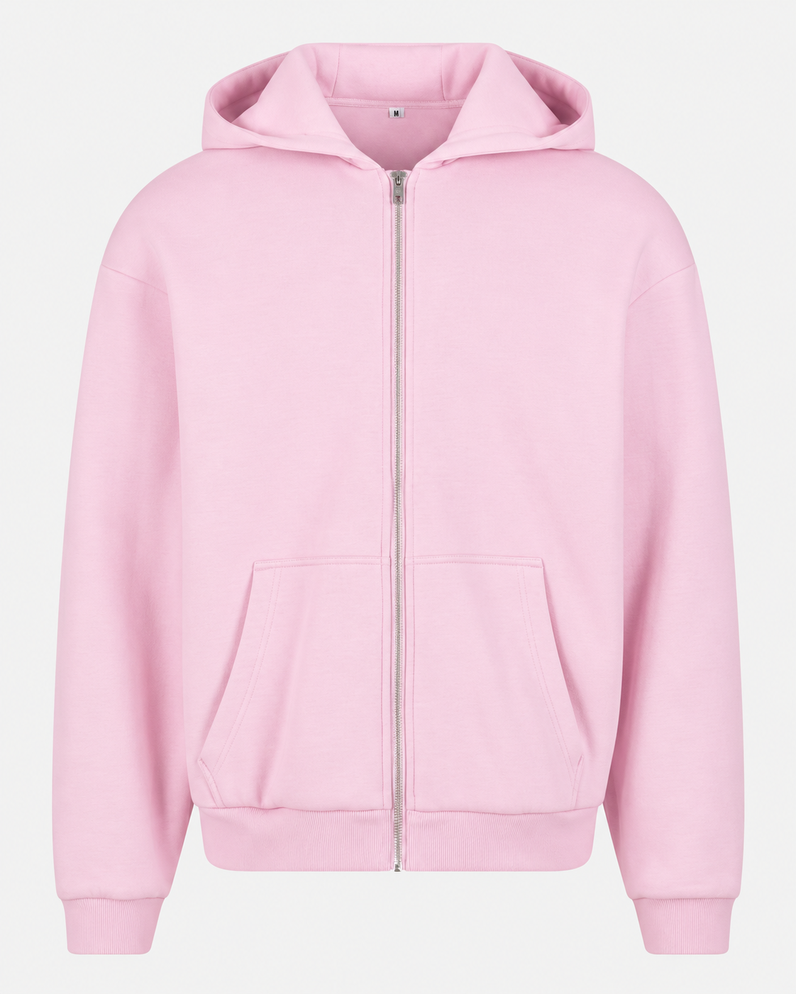 Build Your Brand Fluffy Zip Hoody in Soft Pink